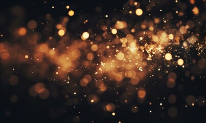 Golden sparkles on a black background. Generative AI.