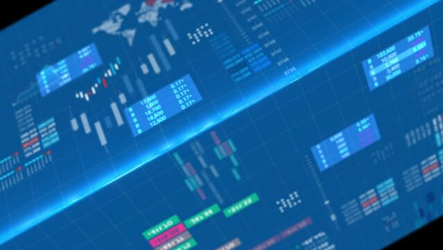 Stock market digital trading screen animation background, 3d rendering