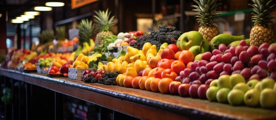 Fototapeta na wymiar Colorful fruits stand at Pike Place Market.