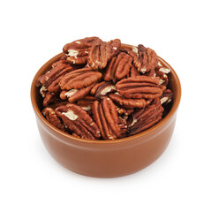 Walnuts, shelled, plate
on a white background, isolated