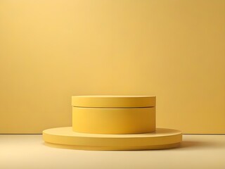 photo yellow cylinder minimal podium pedestal product display platform for product placement background 3d illustration 