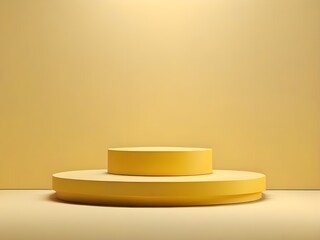 photo yellow cylinder minimal podium pedestal product display platform for product placement background 3d illustration 