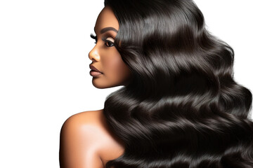 stock image of Young Model with body wave hair bundles isolated PNG - obrazy, fototapety, plakaty