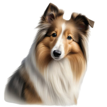Color pencil sketch of a Shetland Sheepdog. 