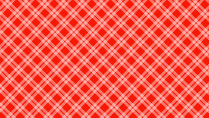 Diagonal red and white plaid stripes background - obrazy, fototapety, plakaty