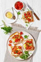 Kentucky Hot Brown open sandwiches on a plate