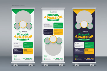 school admission roll up banner, back to school, education roll up banner, pull up banner, or x banner print template
