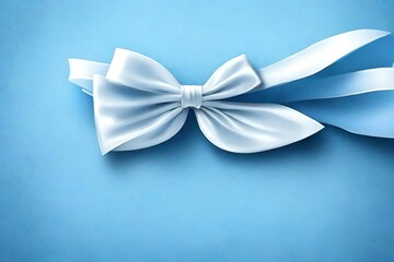 white bow on blue background