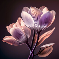 Delicate Blooms: Purple Crocus Bouquet Resting Gracefully in Soft Illumination