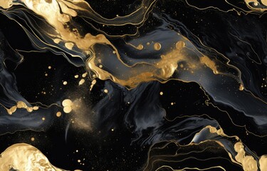 black marble with golden veins ,Black marbel natural pattern for background, abstract black white and gold