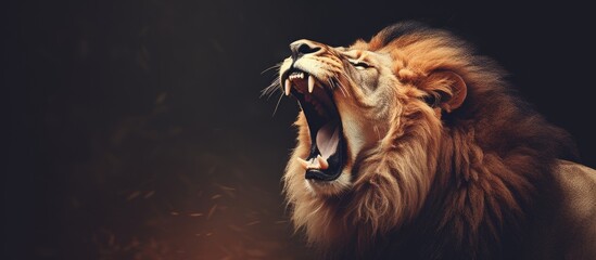 Lion making loud noise. - obrazy, fototapety, plakaty