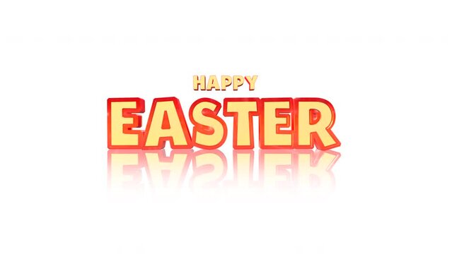 Colorful letters spelling Happy Easter on a white background. Larger font size for easter. Illustrates the holiday celebrating Jesus Christ's resurrection