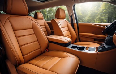 car interior with cushion seats - obrazy, fototapety, plakaty