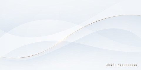 Elegant White Abstract Background with Luxury Gold Lines.