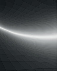 Black and dark gray perspective background with wavy grid lines.