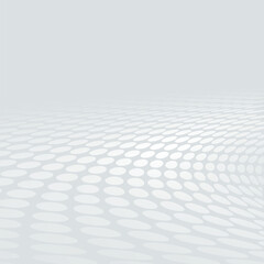 Halftone effect curved lines abstract perspective background.