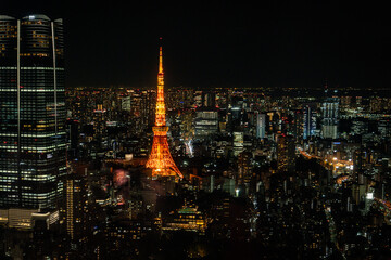 Night view of Tokyo Tower, a landmark of Tokyo
