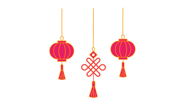 chinese new year decorations. Red lantern. Chinese new year on a white background. chinese new year lanterns. Chinese new year symbol.