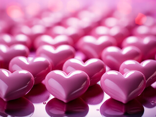 Pink hearts on a pink background photo-realistic