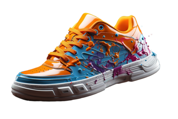 Lifestyle, summer sales, sneaker sport shoe. isolated on PNG Background. Generative Ai.