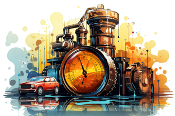 old clock on the wall isolated on PNG Background. Generative Ai.