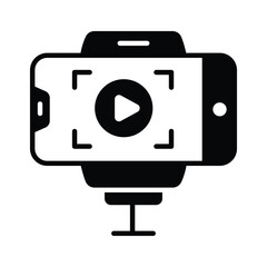 Video blog recording on mobile phone, icon of vlogging in trendy style