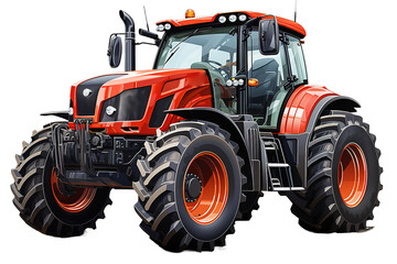 Obraz premium Farm Tractor 3D rendering isolated on PNG Background. Generative Ai.