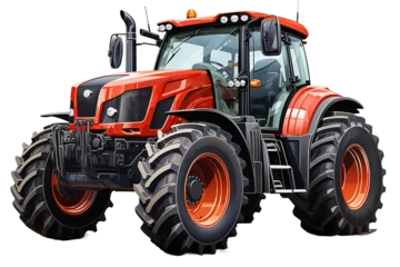Papier Peint photo Tracteur Farm Tractor 3D rendering  isolated on PNG Background. Generative Ai.