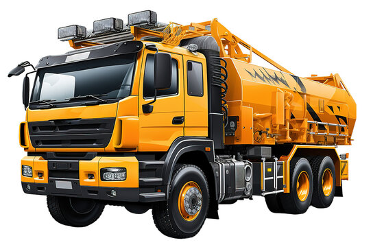 Street flusher machine or special cleaning machinery with clipping pth isolated on PNG Background. Generative Ai.