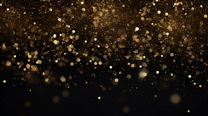 golden sparkles and bokeh on a black background