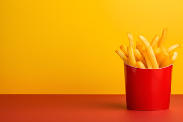 French Fries in Red Cup - obrazy, fototapety, plakaty