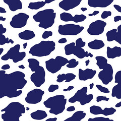 Vector blue or navy cow print pattern animal Seamless. Cow skin abstract for printing, cutting, and crafts Ideal for mugs, stickers, stencils, web, cover. wall stickers, home decorate and more.