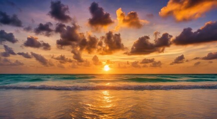 Fototapeta na wymiar sunset at the miami beach, miami beach scene, fantastic view of the beach, sunset over the beach