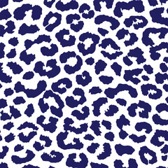Abstract animal skin leopard, cheetah, Jaguar seamless pattern design. Blue and white seamless camouflage background.