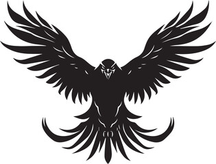 black eagle in flight isolated on white background