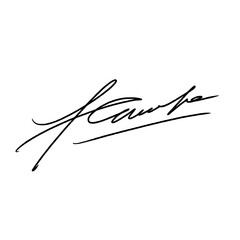 Abstract signature idea starting with the letter F. Vector with black writing color and transparent background.