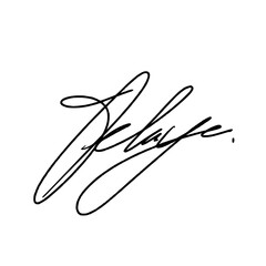 Abstract signature idea starting with the letter F. Vector with black writing color and transparent background.