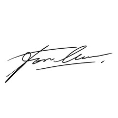 Abstract signature idea starting with the letter F. Vector with black writing color and transparent background.