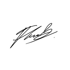 Abstract signature idea starting with the letter F. Vector with black writing color and transparent background.