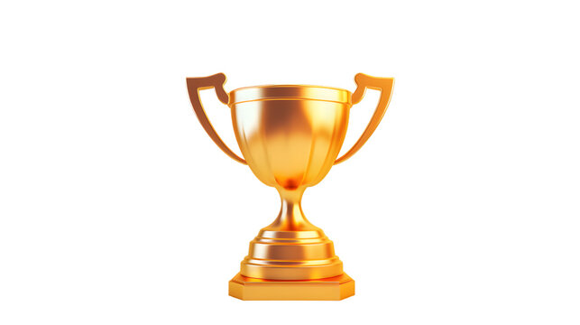 Gold  trophy cup isolated on transparent background
