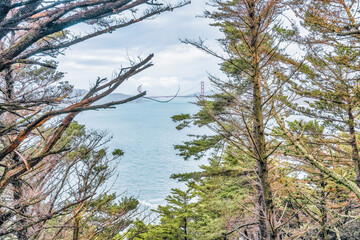 Land's End Trail in San Francisco, a popular walk along the rocky Pacific coastline. Beautiful landscapes of California
