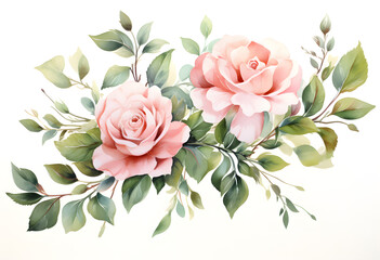 floral roses painting on a white background