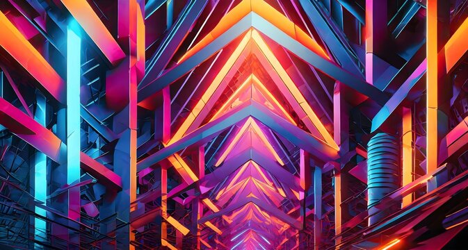 Neon futuristic flashes on black background. Motion light lines backdrop. For banner, postcard, illustration. Created with generative AI tools. Big Neon Wave Background. Abstract futuristic background