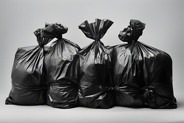 plastic trash bags on a white background
