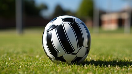soccer ball sitting on grass field UHD Wallpaper