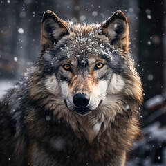 A wolf portrait at snow day