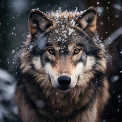 A wolf portrait at snow day