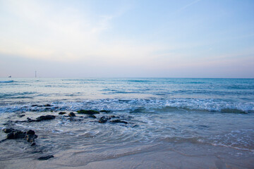 This is the dawn view of Gwakji Beach in Jeju.