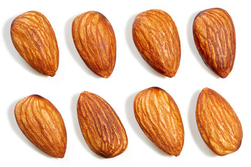 Almond fruits nut isolated on white background