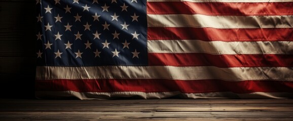 Obraz premium Old American Flag On Antique Wooden, HD, Background Wallpaper, Desktop Wallpaper